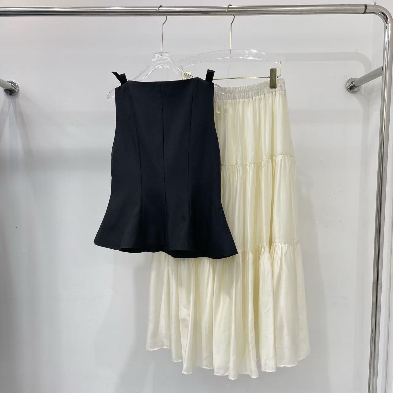 CHANE1 高品質ベスト＋チュールスカート ツーピースセット【50％割引+送料無料】