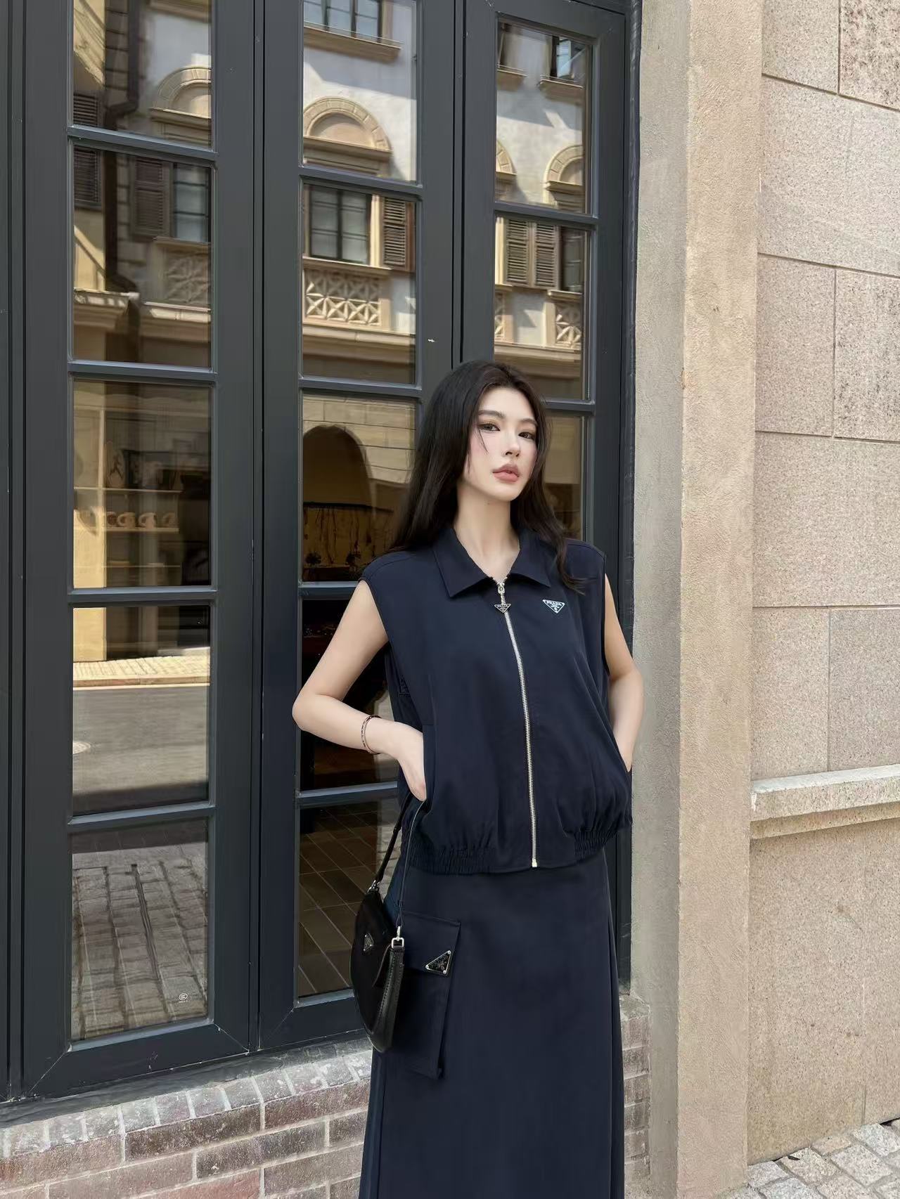 PR4DA ジッパーベスト＋スカート ツーピースセット【50％割引+送料無料】