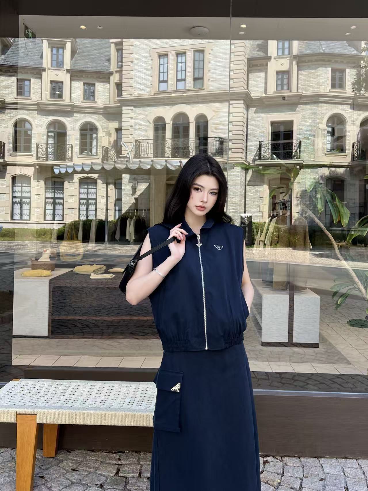 PR4DA ジッパーベスト＋スカート ツーピースセット【50％割引+送料無料】