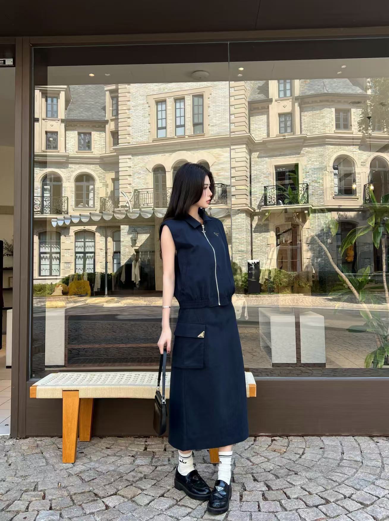 PR4DA ジッパーベスト＋スカート ツーピースセット【50％割引+送料無料】