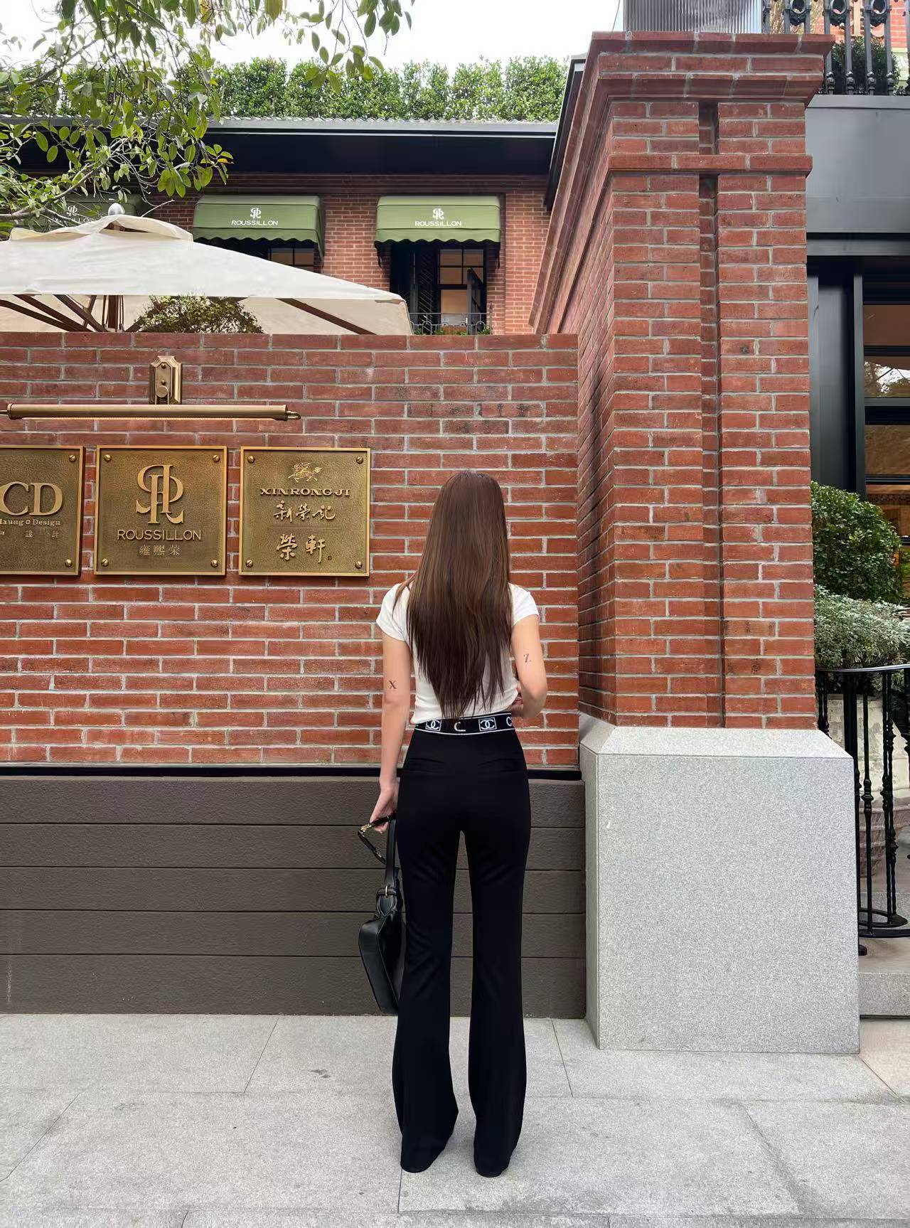 CHANE1 ゴムウエストフレアパンツ（レタリング入り）【50％割引+送料無料】