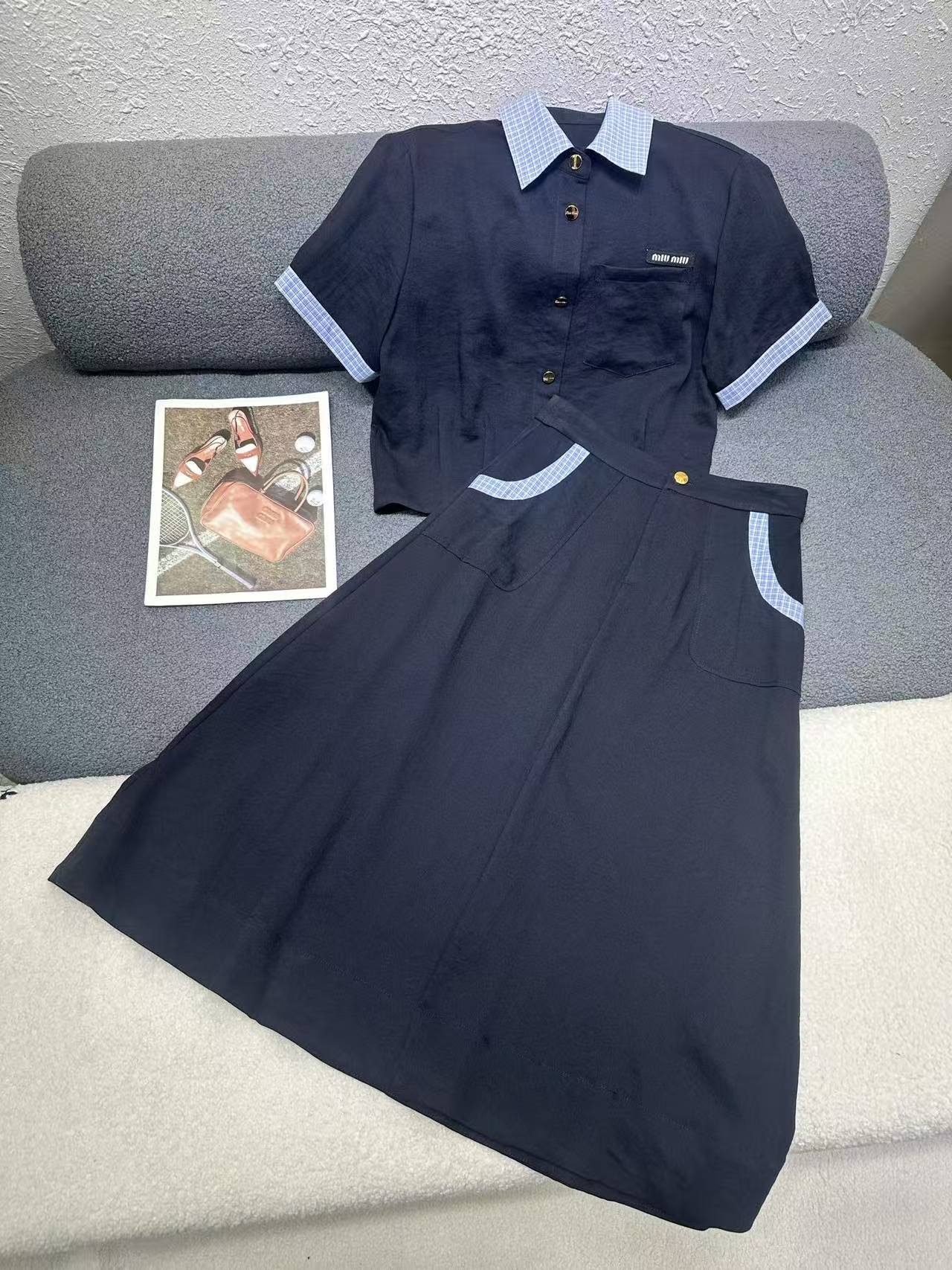 M1UM1U 高品質シャツ＆スカート 2点セット【50％割引+送料無料】