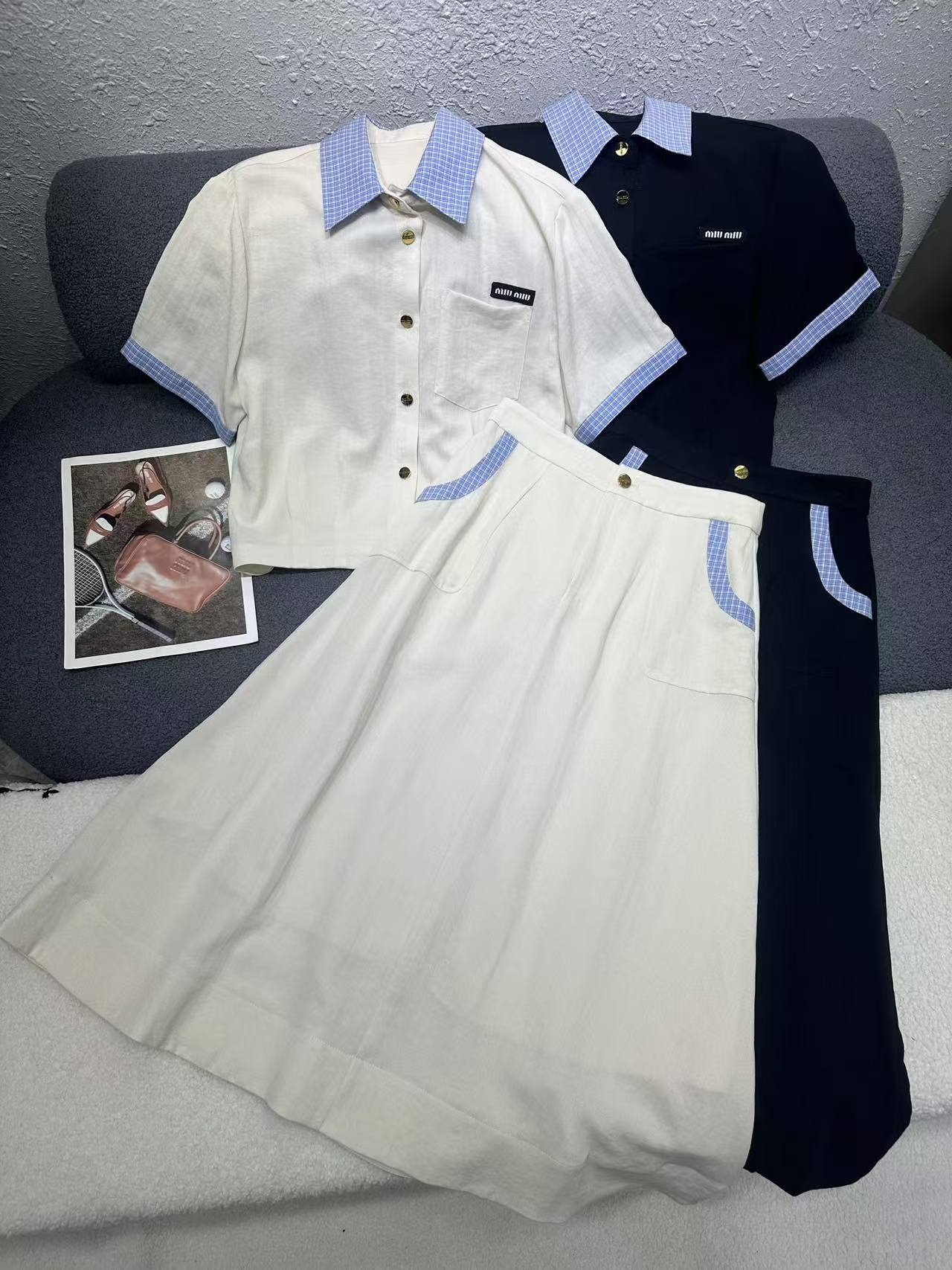 M1UM1U 高品質シャツ＆スカート 2点セット【50％割引+送料無料】