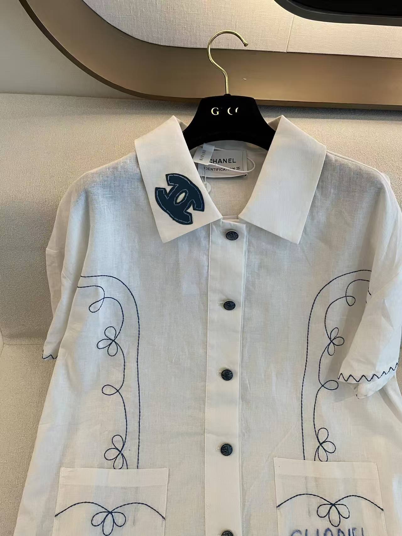 CHANE1 ダブルC リネンシャツ【50％割引+送料無料】