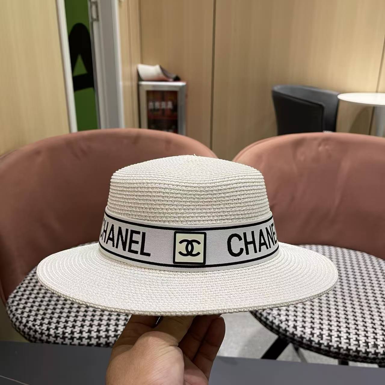 CHANE1 レター織りフラットトップハット【50％割引+送料無料】