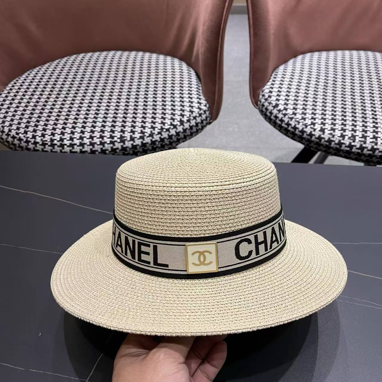 CHANE1 レター織りフラットトップハット【50％割引+送料無料】
