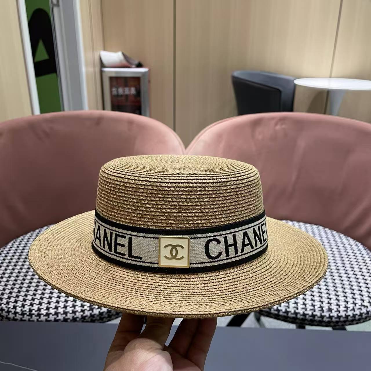 CHANE1 レター織りフラットトップハット【50％割引+送料無料】