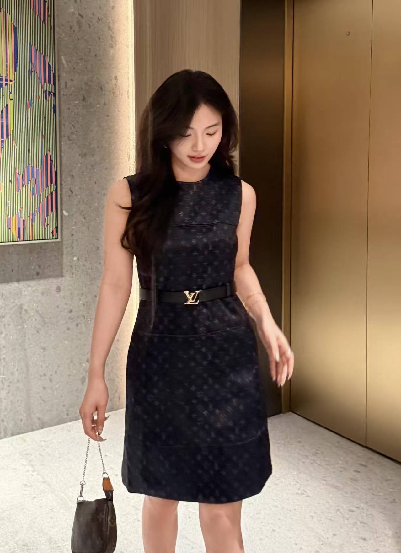 LVジャカード ノースリーブドレス【50％割引+送料無料】