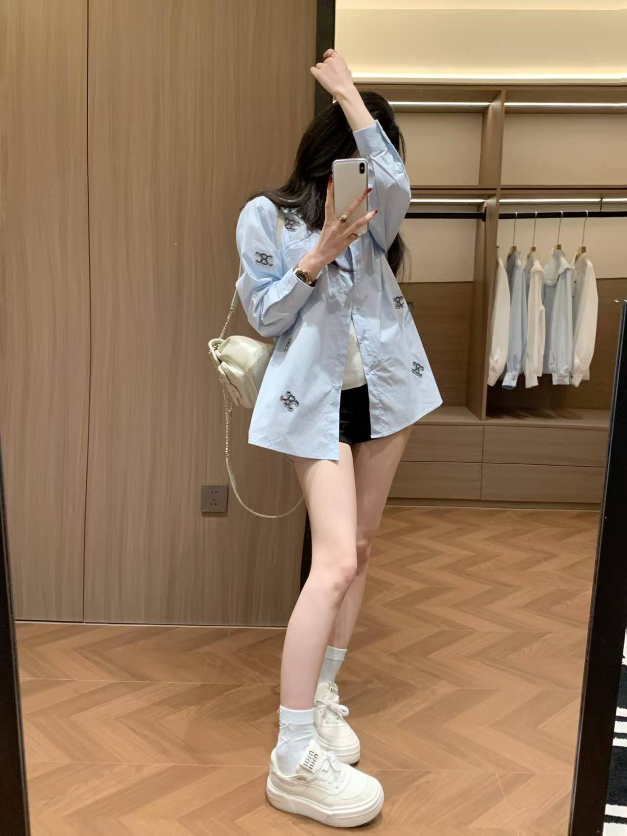 CEL1NE 凱旋門ダイヤモンド装飾シャツ【50％割引+送料無料】