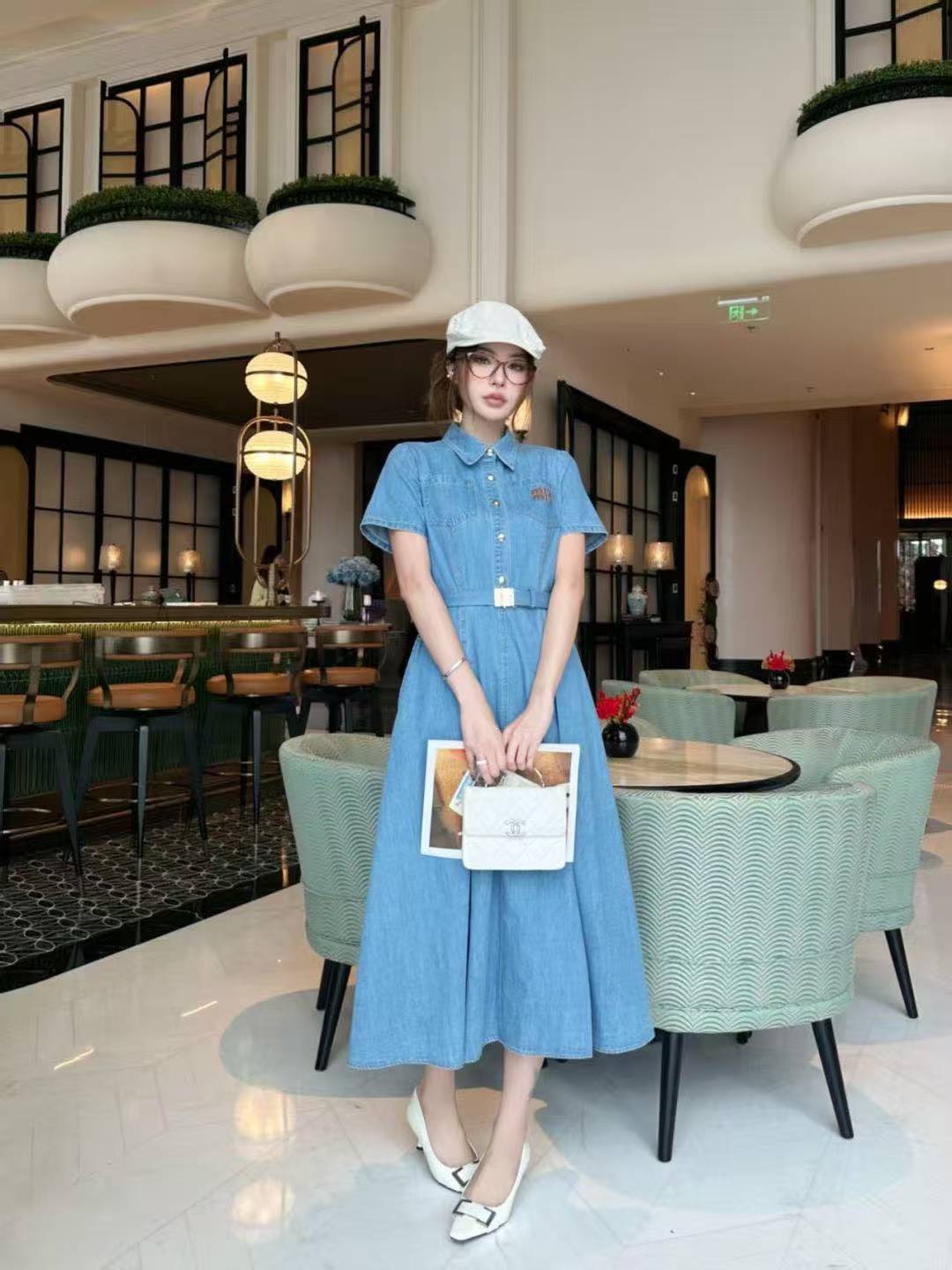 M1UM1U シンプルなレターデニムドレス【50％割引+送料無料】