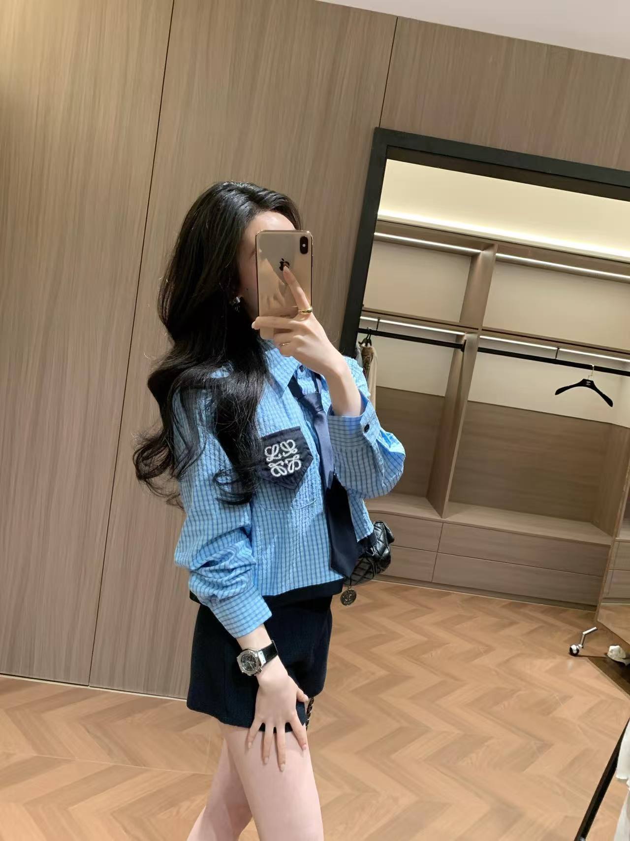 L0WEW チェックシャツ（ネクタイ付き）【50％割引+送料無料】