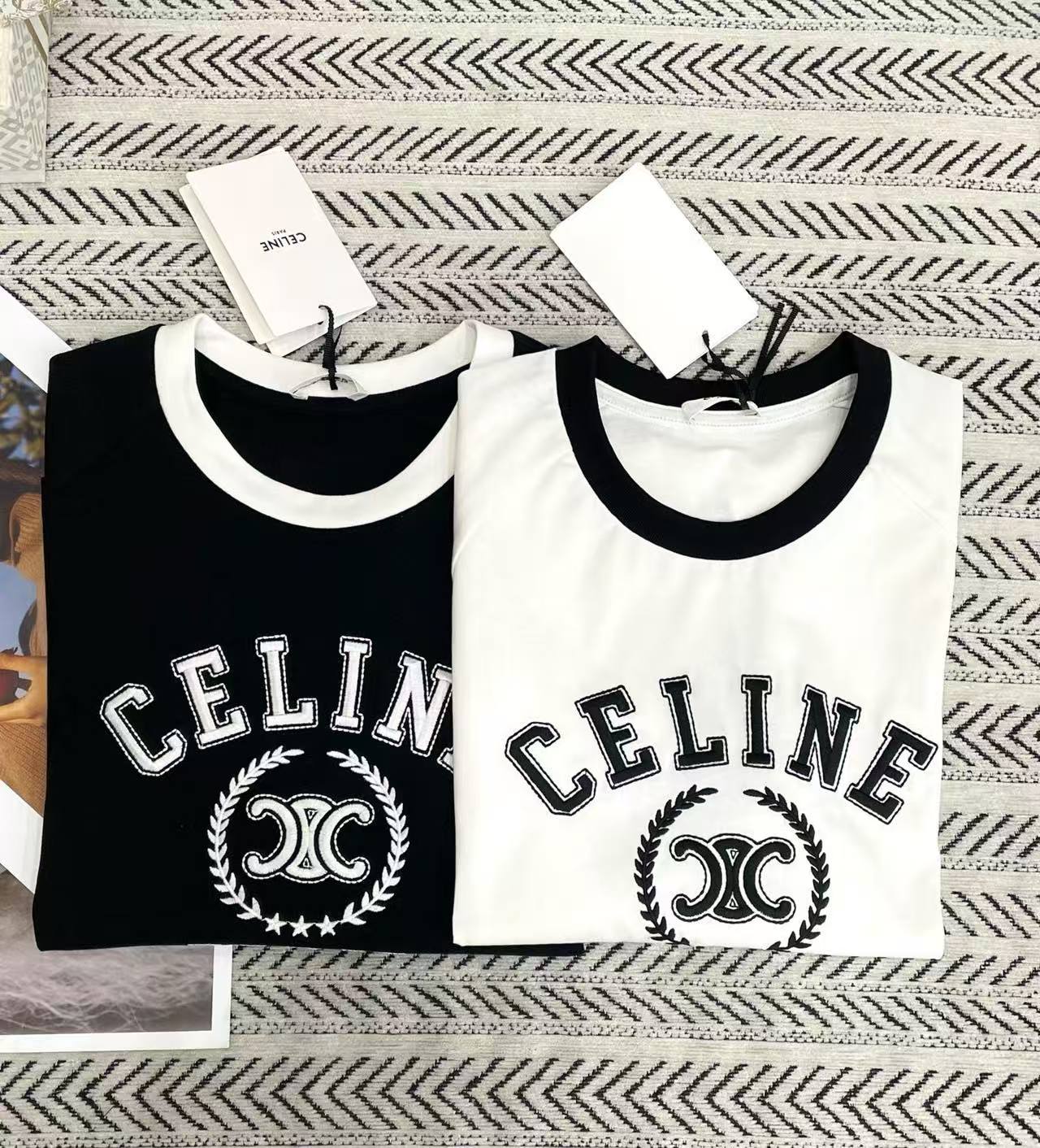 CELINE 3D刺繍ロゴTシャツ【50％割引+送料無料】