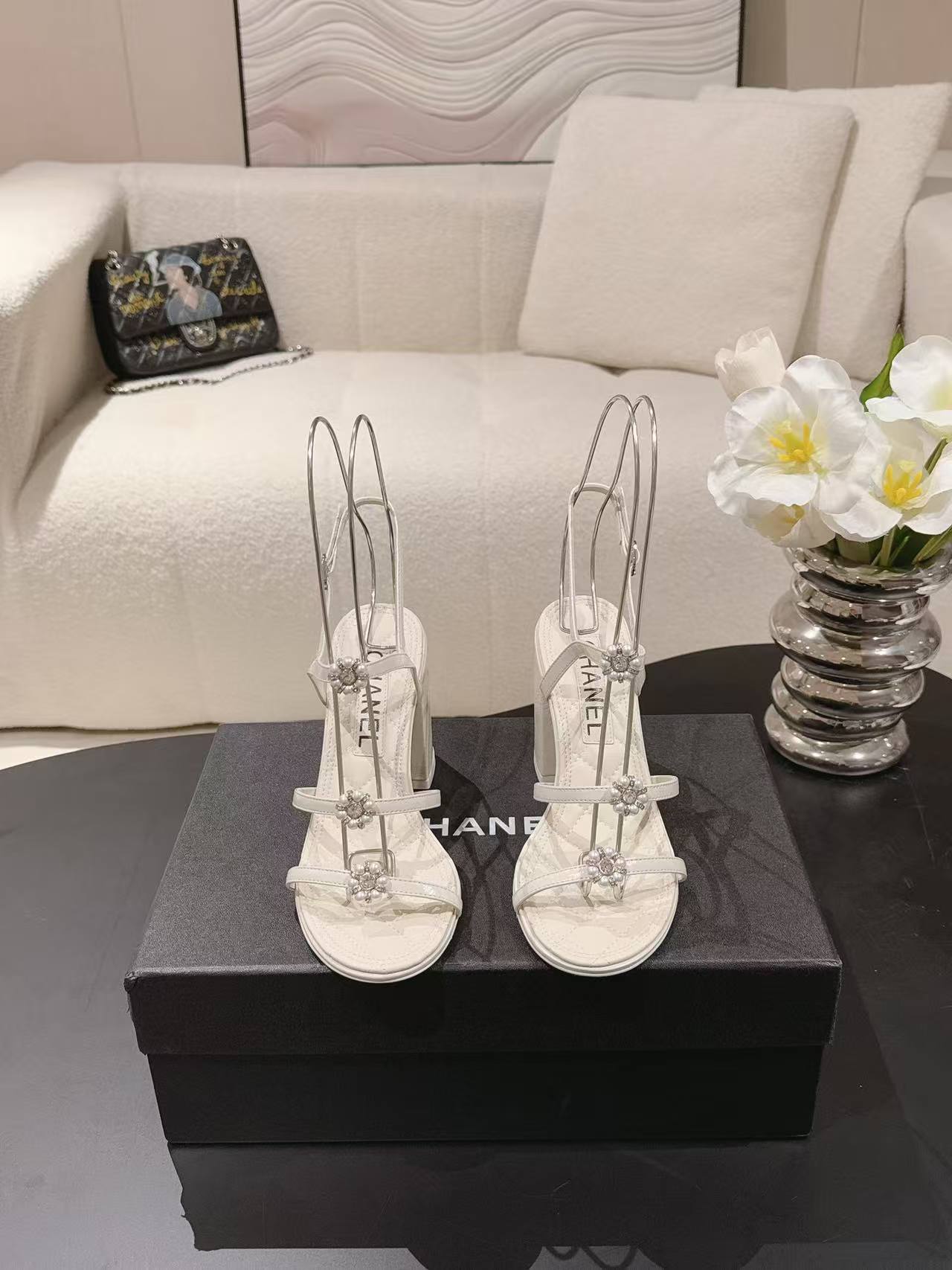 CHANE1 高品質カメリアハイヒールサンダル【50％割引+送料無料】