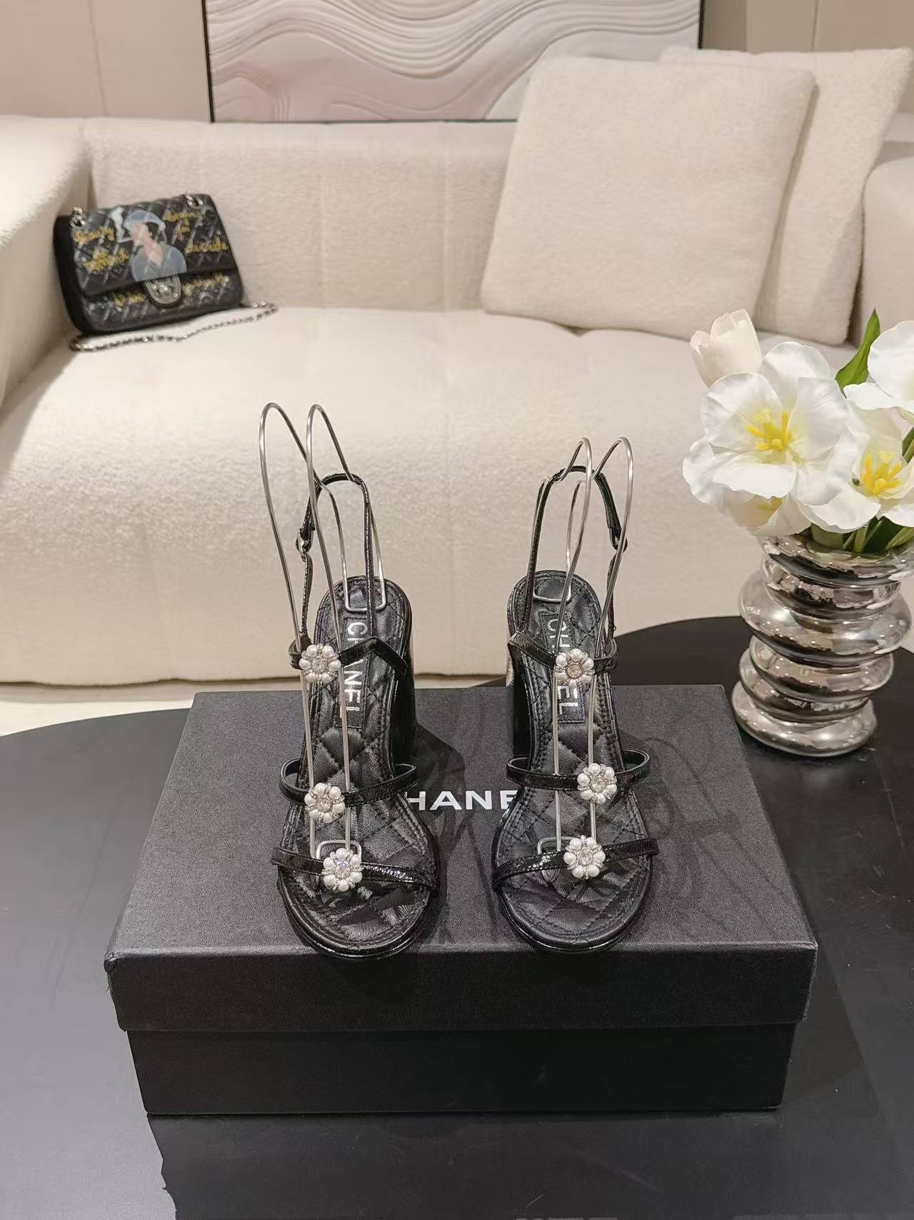 CHANE1 高品質カメリアハイヒールサンダル【50％割引+送料無料】