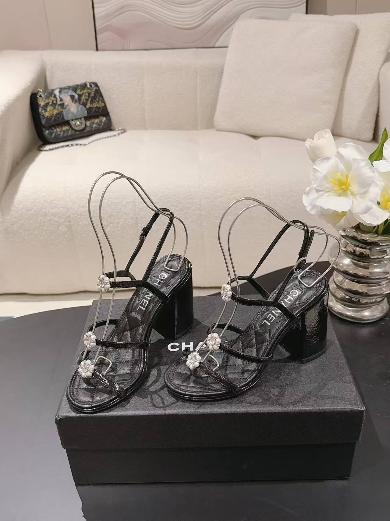 CHANE1 高品質カメリアハイヒールサンダル【50％割引+送料無料】
