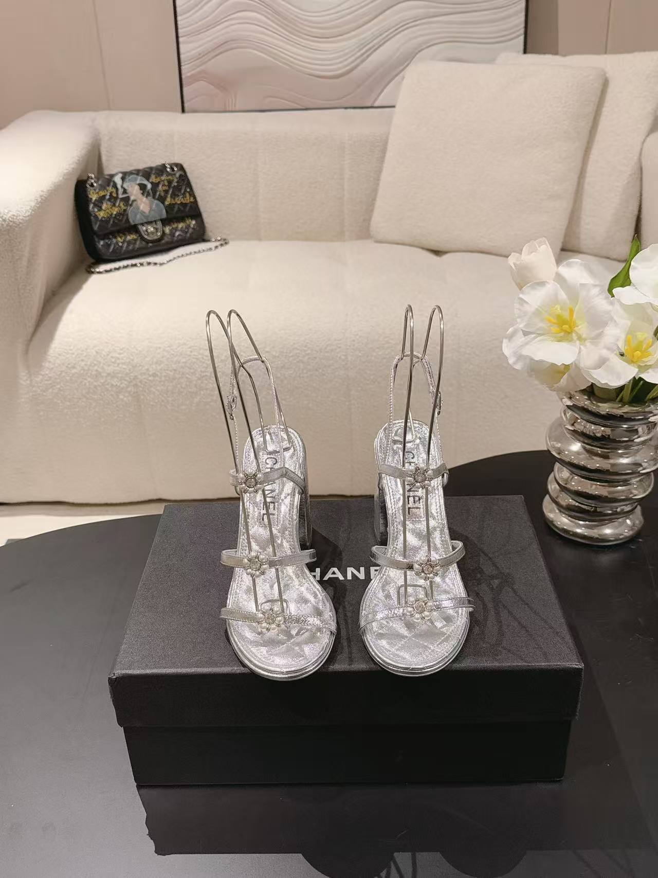 CHANE1 高品質カメリアハイヒールサンダル【50％割引+送料無料】