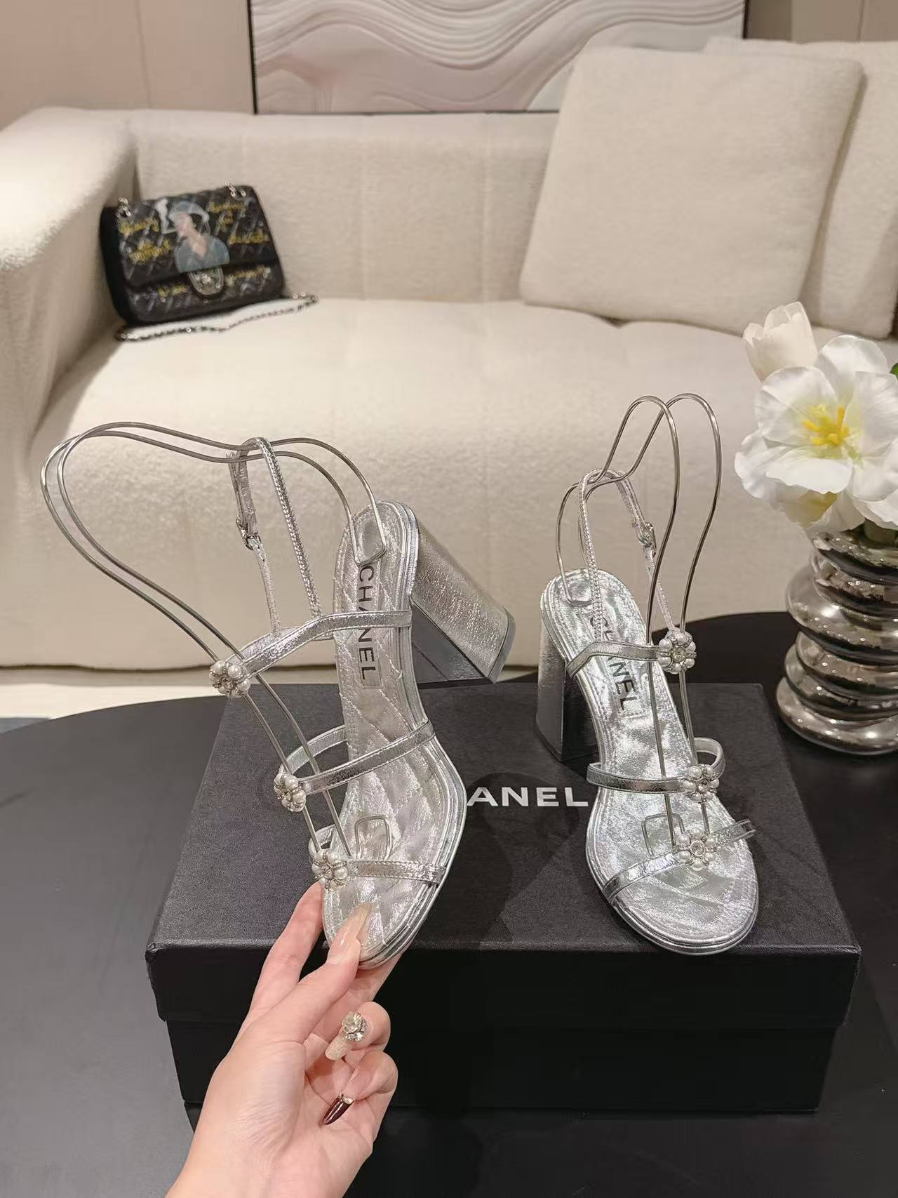 CHANE1 高品質カメリアハイヒールサンダル【50％割引+送料無料】