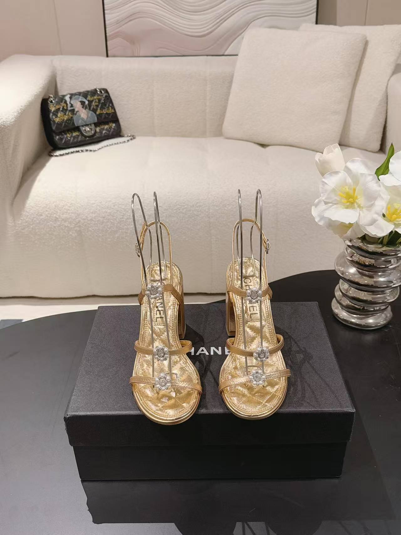 CHANE1 高品質カメリアハイヒールサンダル【50％割引+送料無料】