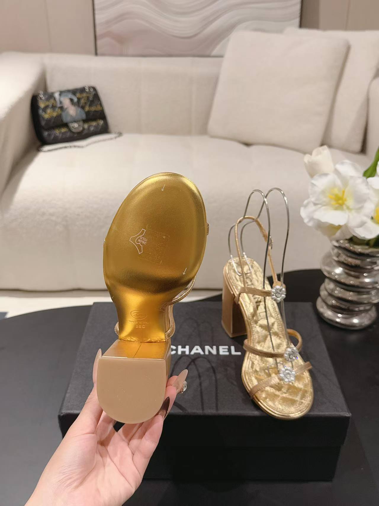 CHANE1 高品質カメリアハイヒールサンダル【50％割引+送料無料】