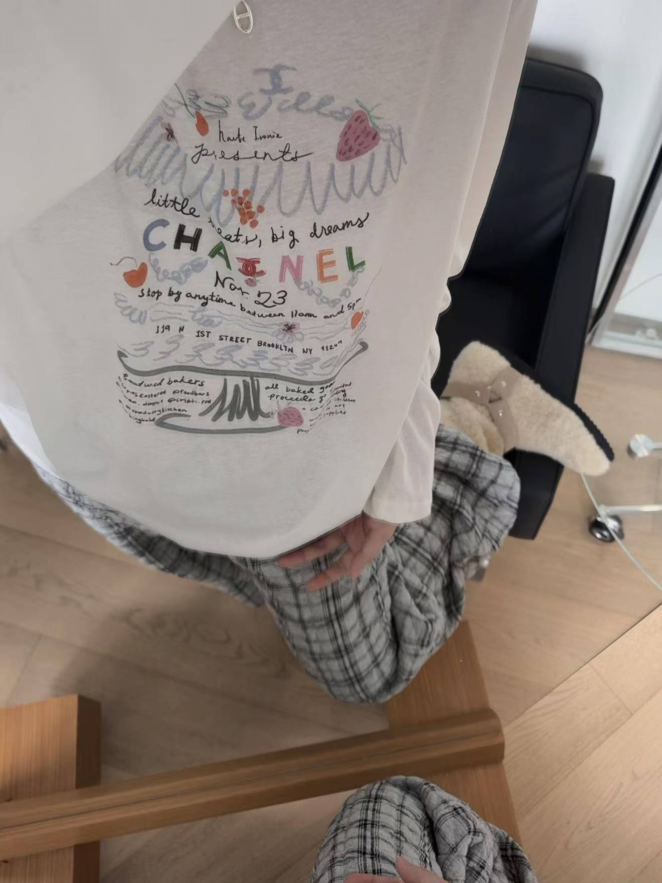 CHANE1 レタリング長袖Tシャツ【50％割引+送料無料】