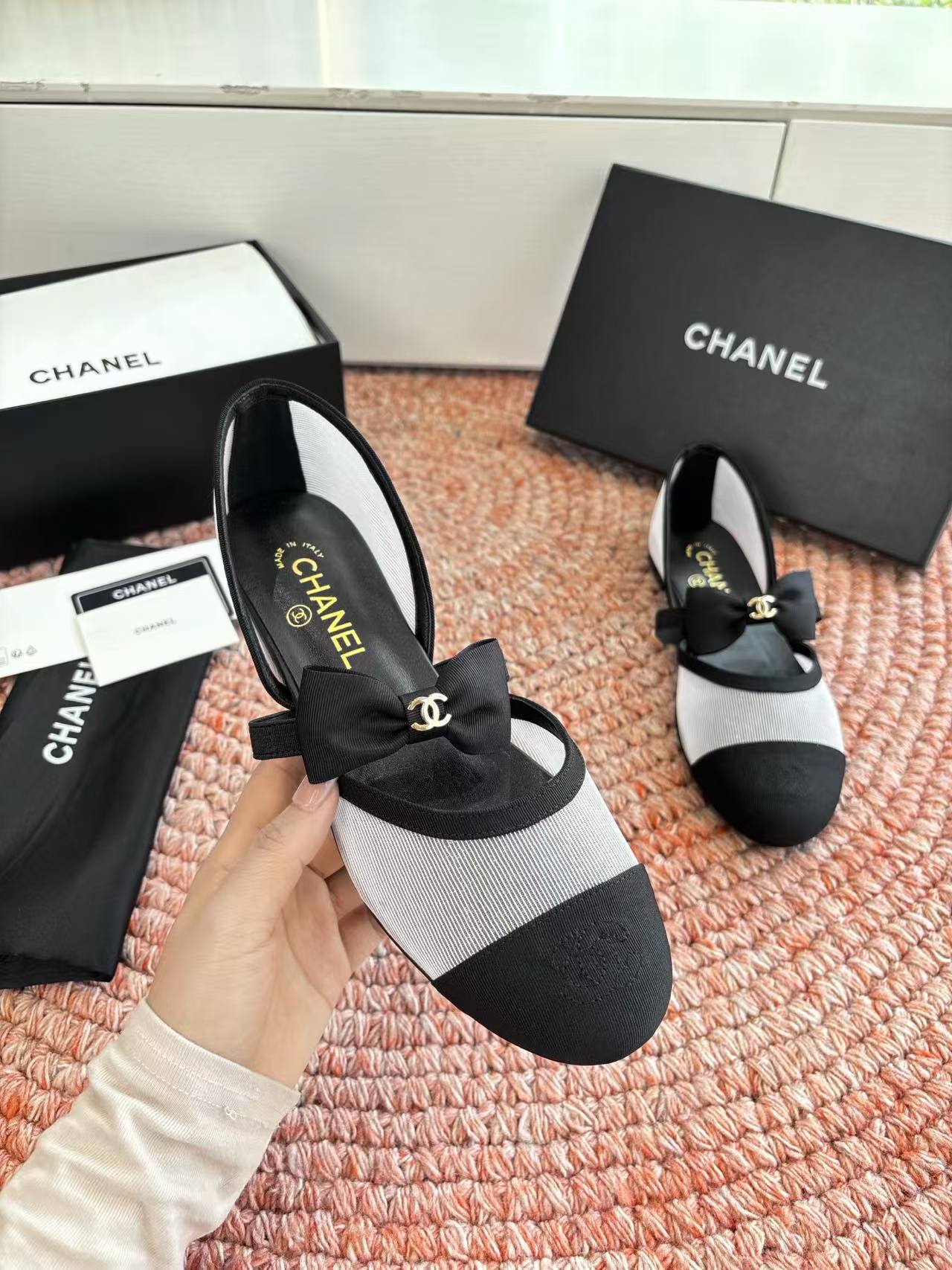 CHANE1 高品質蝶ネクタイフラットシューズ【50％割引+送料無料】