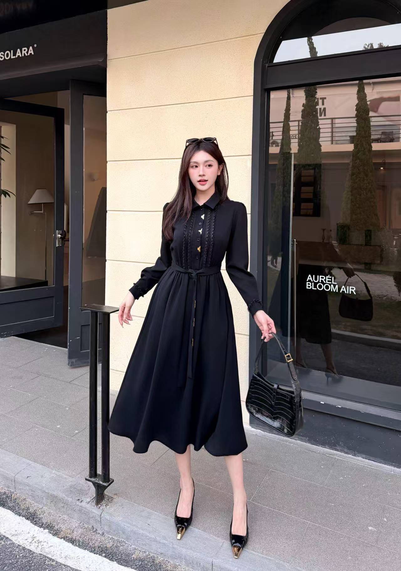 LV 四つ葉のクローバー柄 長袖ワンピース【50％割引+送料無料】