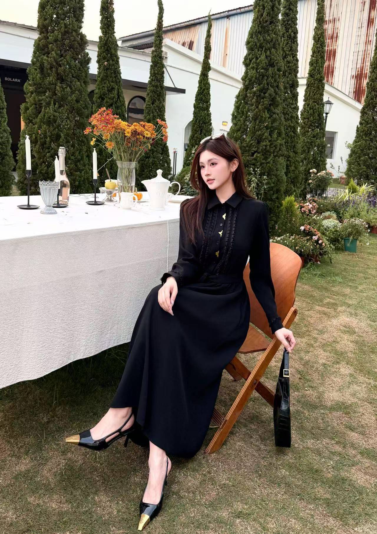 LV 四つ葉のクローバー柄 長袖ワンピース【50％割引+送料無料】