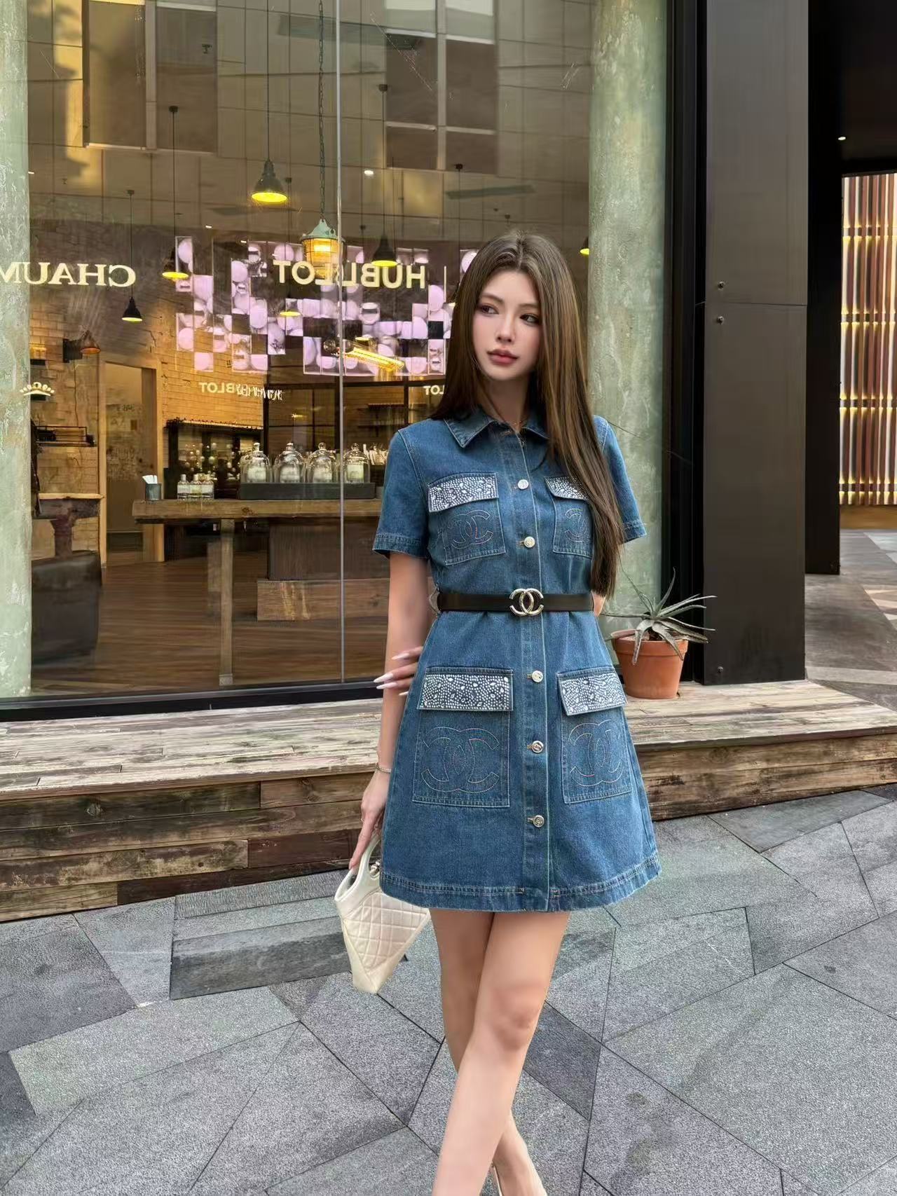 CHANE1 デニムドレス【50％割引+送料無料】