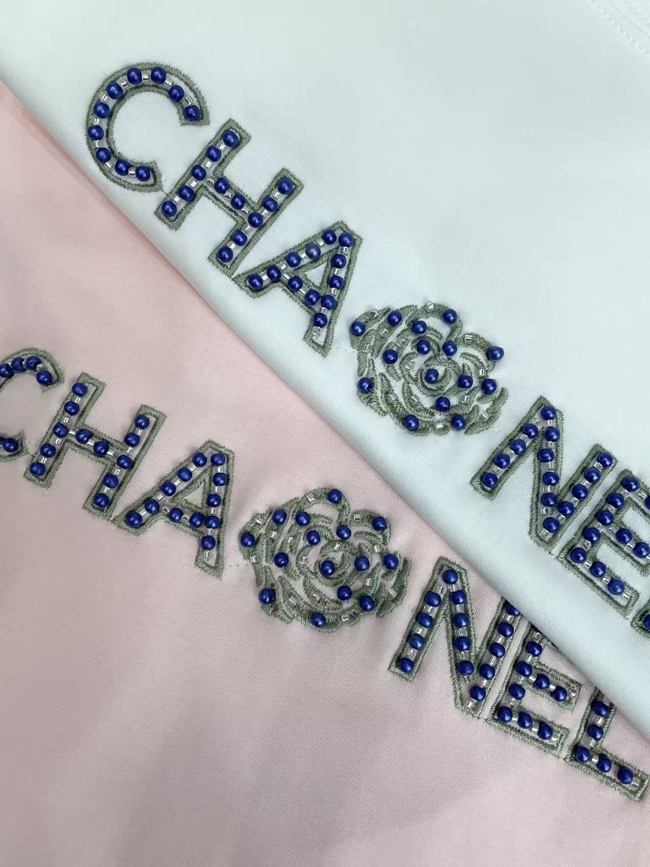 CHANE1 3D刺繍ビーズ付きカメリアTシャツ【50％割引+送料無料】
