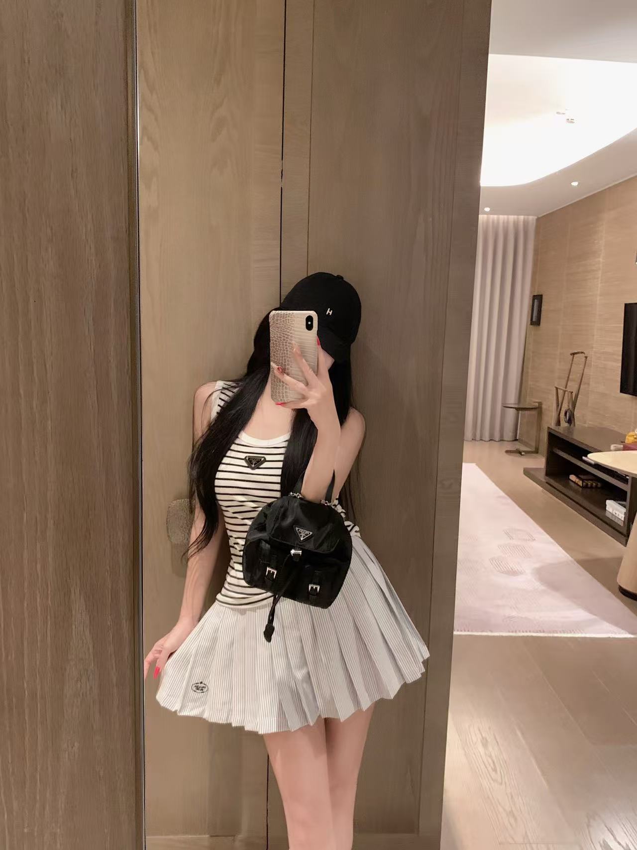 PR4DA ストライプ柄ベスト＋スカート ツーピースセット【50％割引+送料無料】