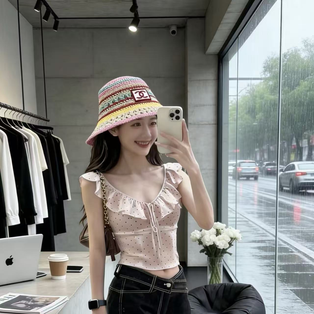 CHANE1 ダブルC カラフルサンハット【50％割引+送料無料】