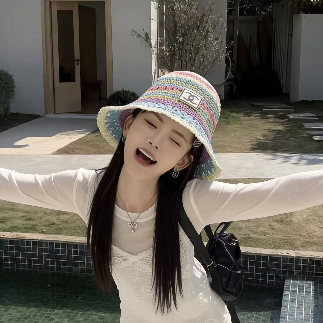 CHANE1 ダブルC カラフルサンハット【50％割引+送料無料】