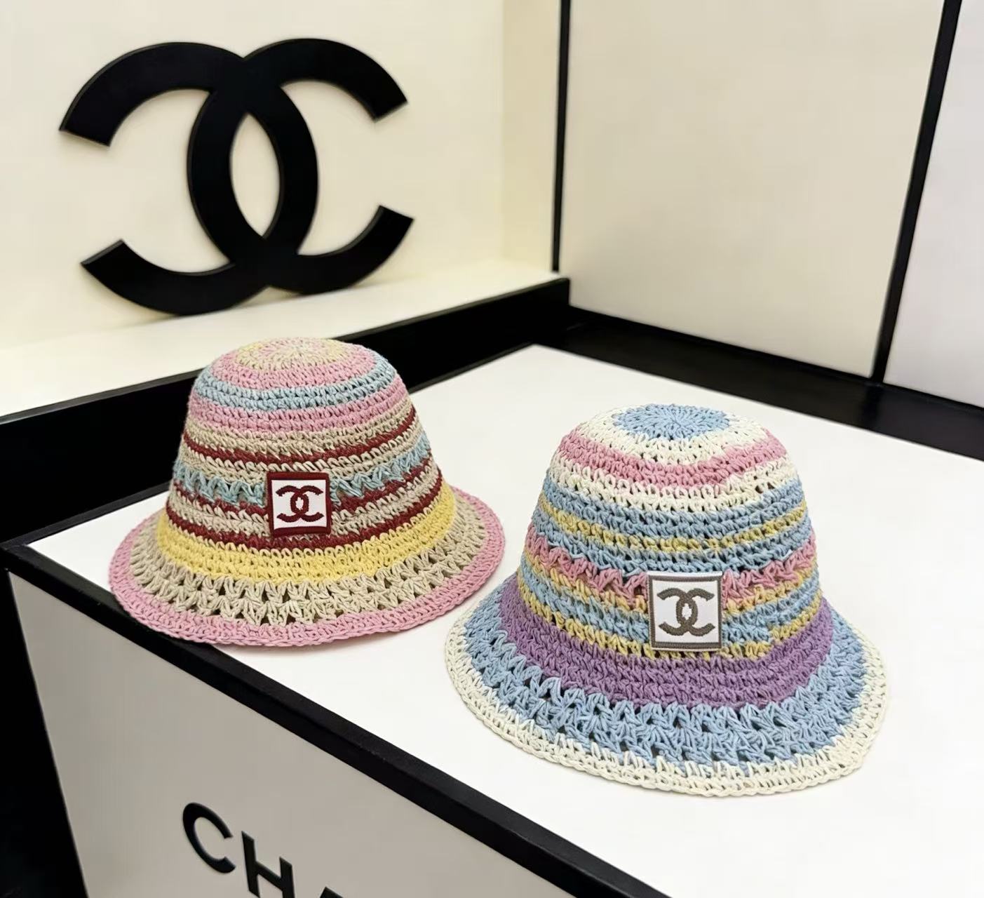 CHANE1 ダブルC カラフルサンハット【50％割引+送料無料】