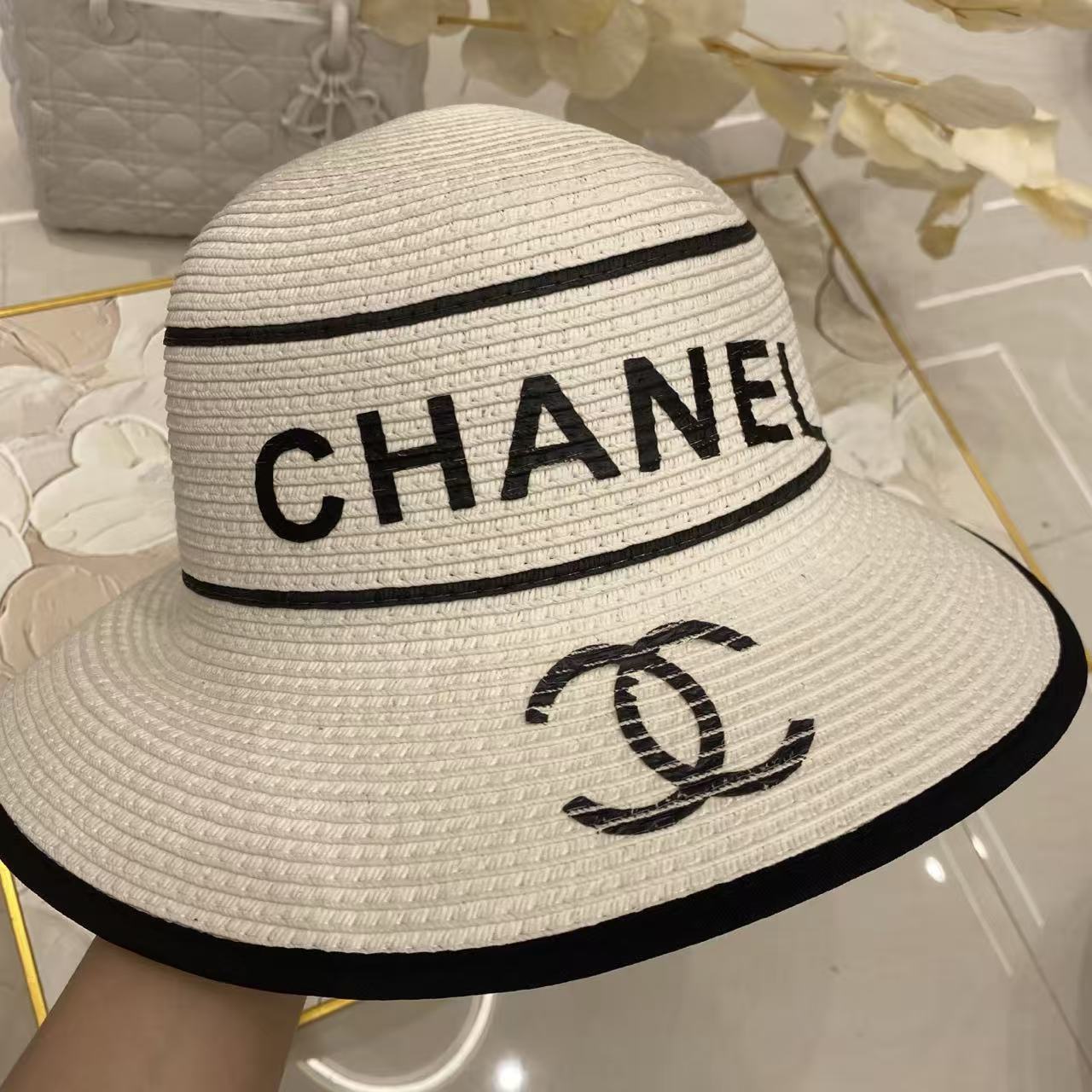 CHANE1 ダブルC文字入りサンハット【50％割引+送料無料】