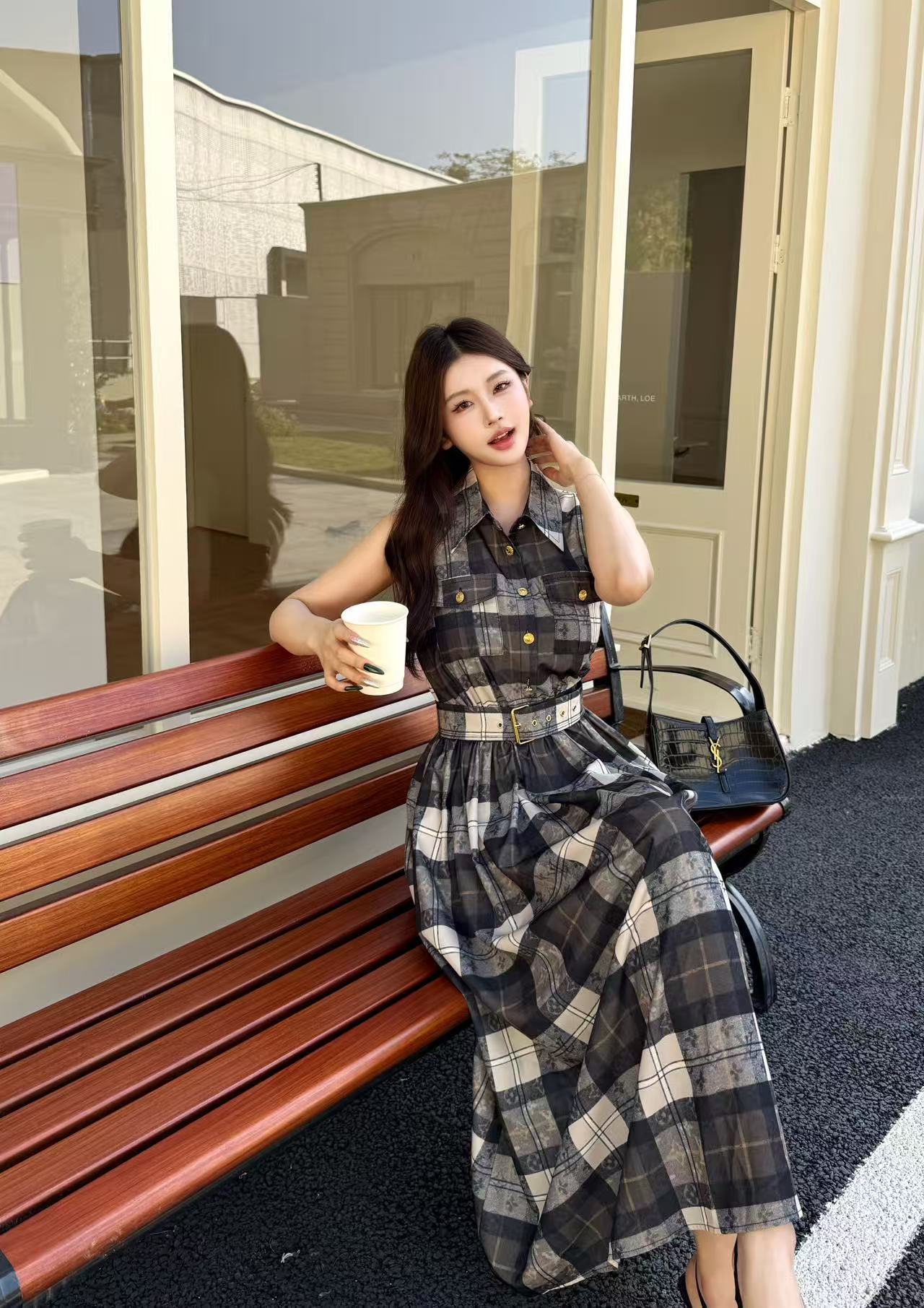 LV高品質プリントのノースリーブドレス【50％割引+送料無料】