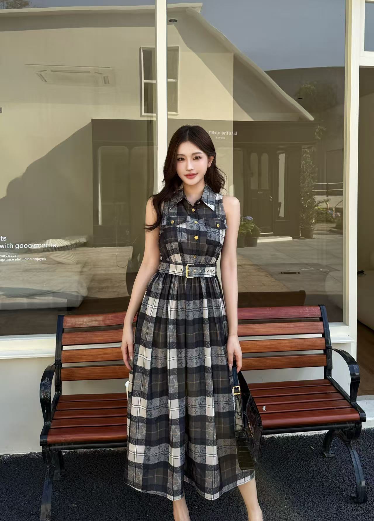 LV高品質プリントのノースリーブドレス【50％割引+送料無料】