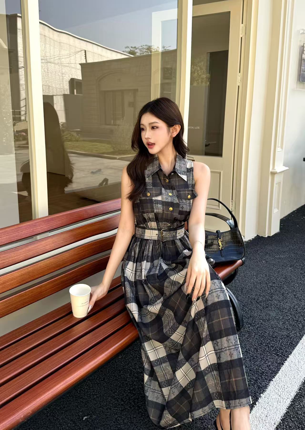 LV高品質プリントのノースリーブドレス【50％割引+送料無料】