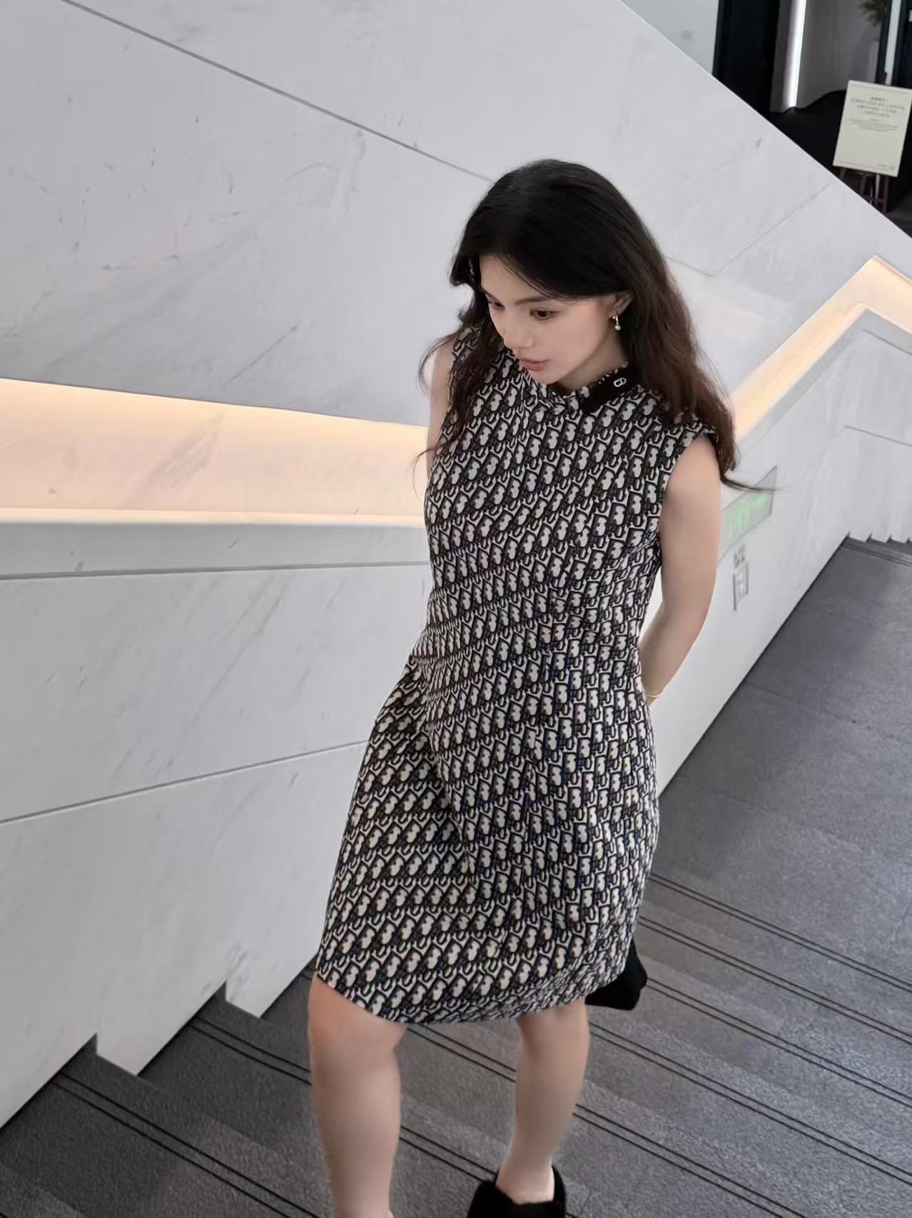 DI0R高品質ジャカード織りノースリーブドレス【50％割引+送料無料】