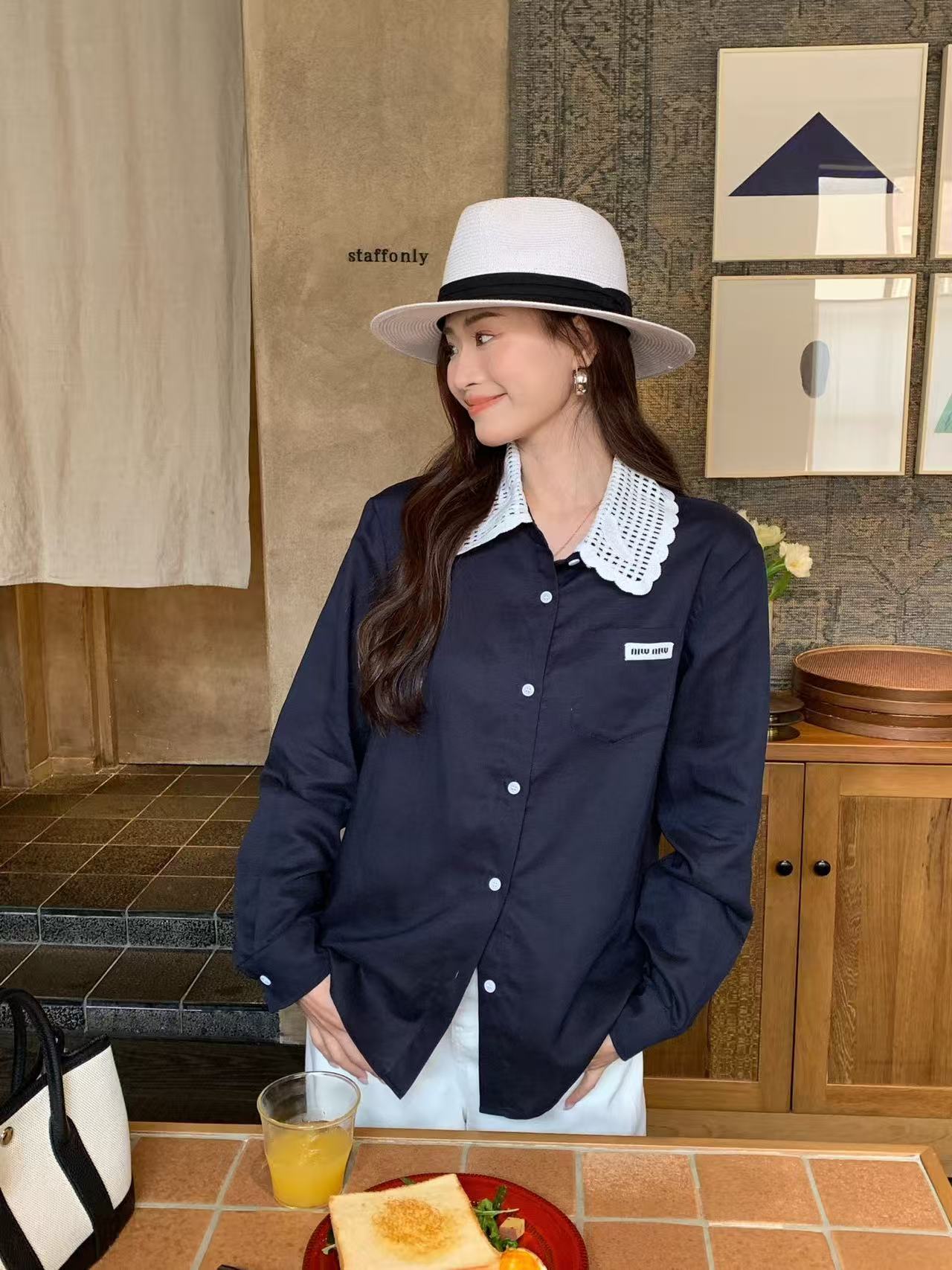 M1UM1U レース襟ブラウス【50％割引+送料無料】