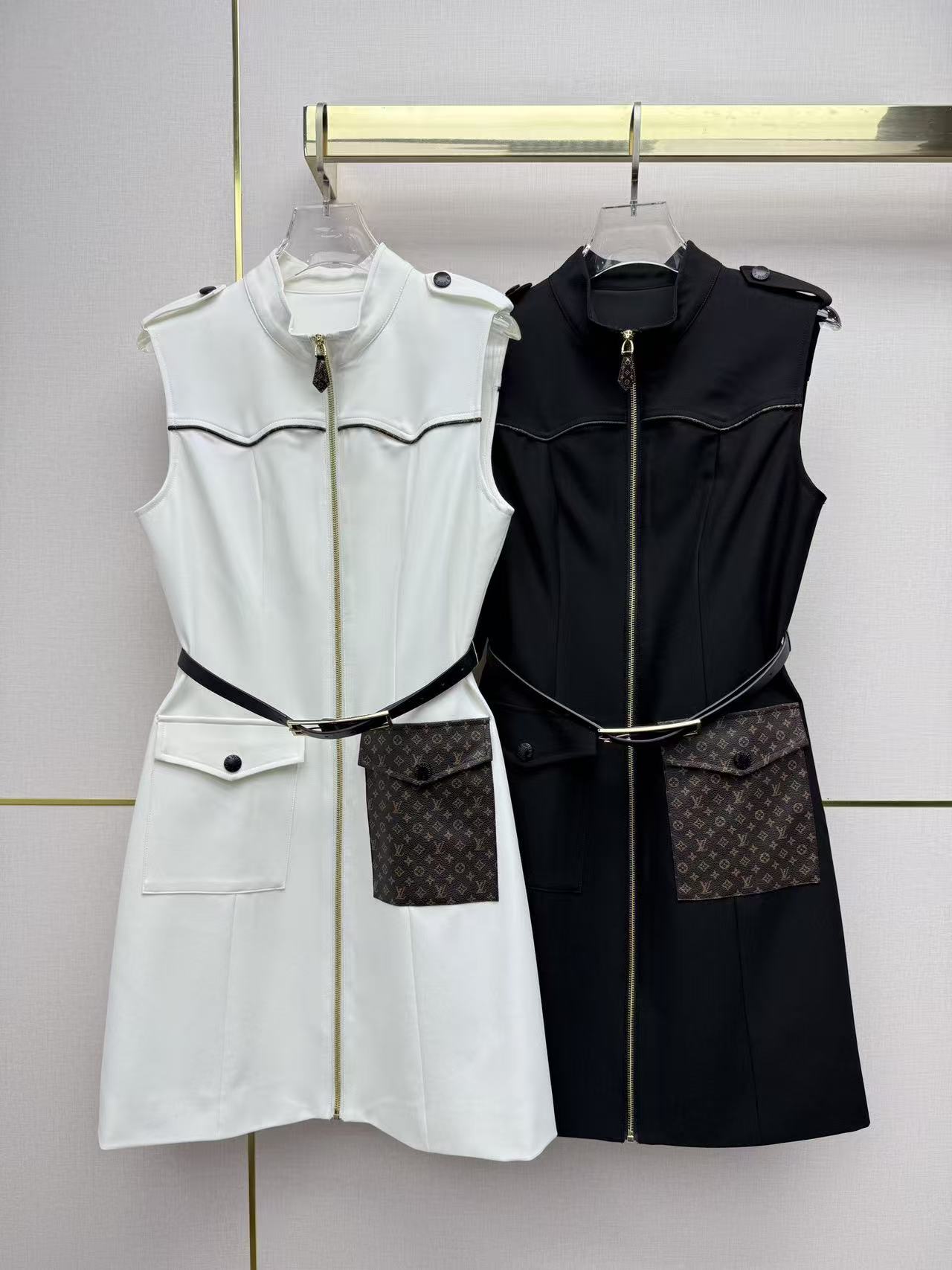 LVファスナー付きノースリーブドレス【50％割引+送料無料】