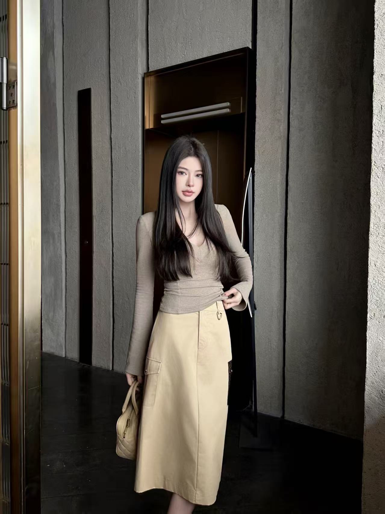 LVポケットプリントミディスカート【50％割引+送料無料】