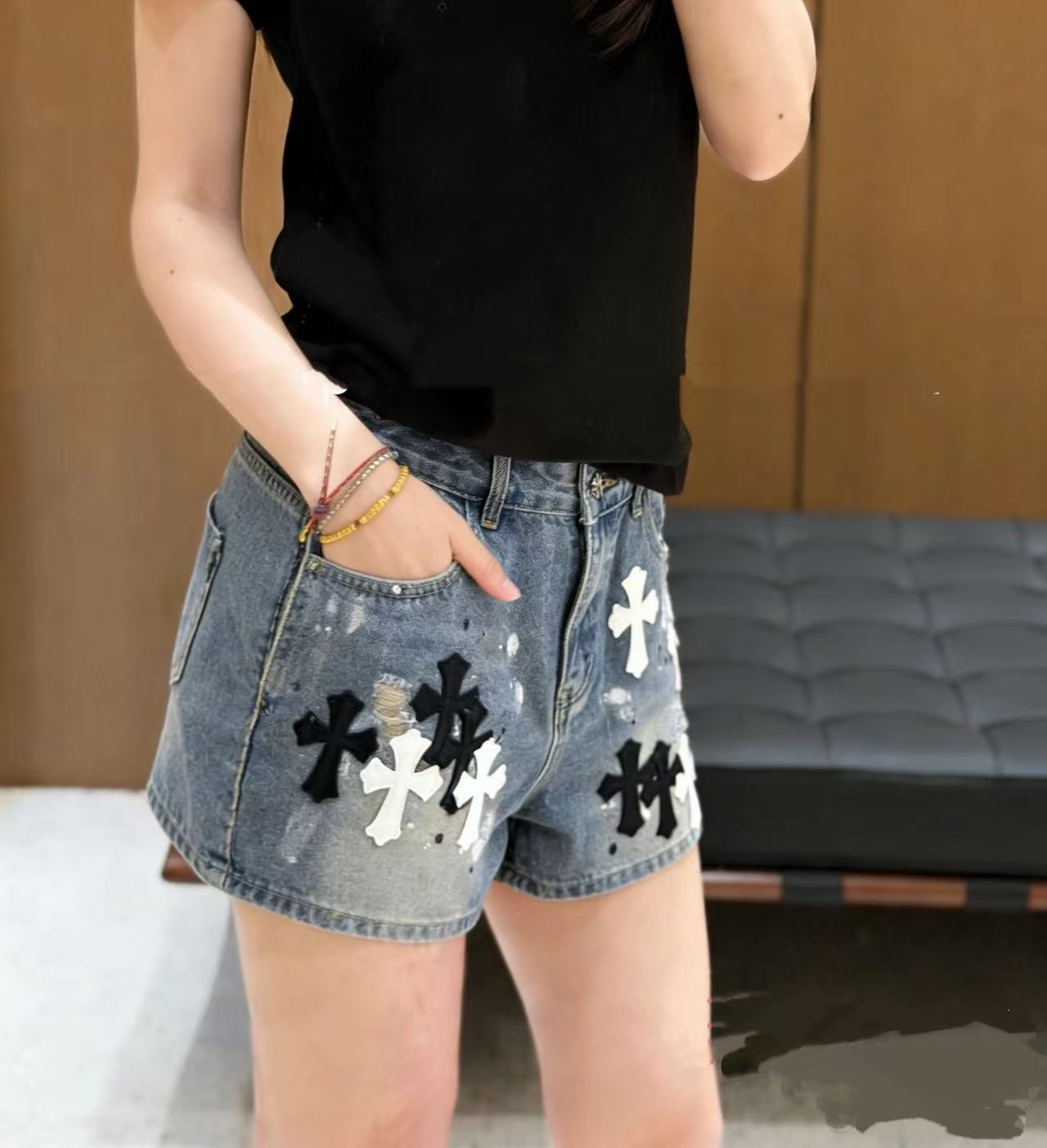 Chr0me Heartsデニムショートパンツ【50％割引+送料無料】