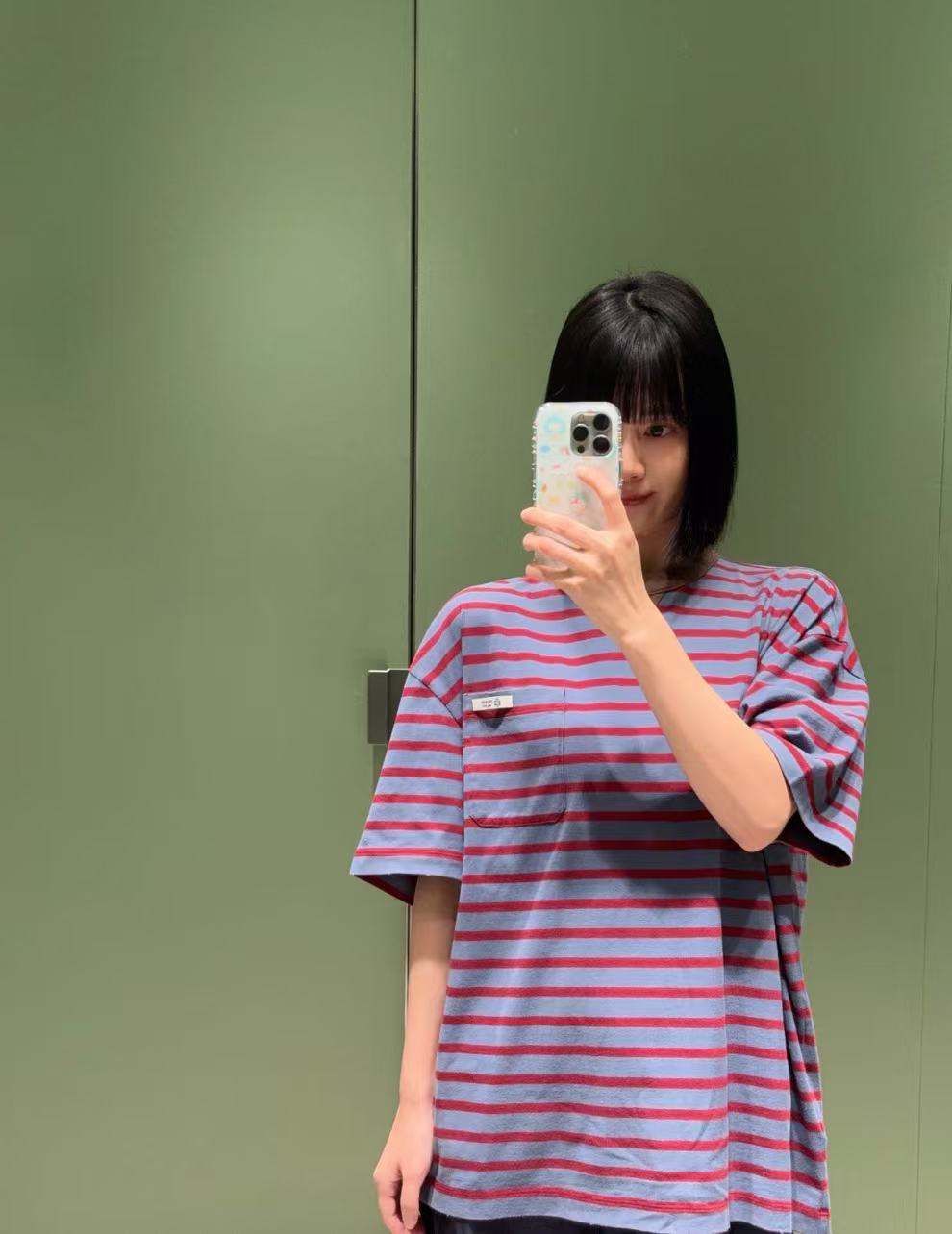 M1UM1U ポケットストライプTシャツ【50％割引+送料無料】