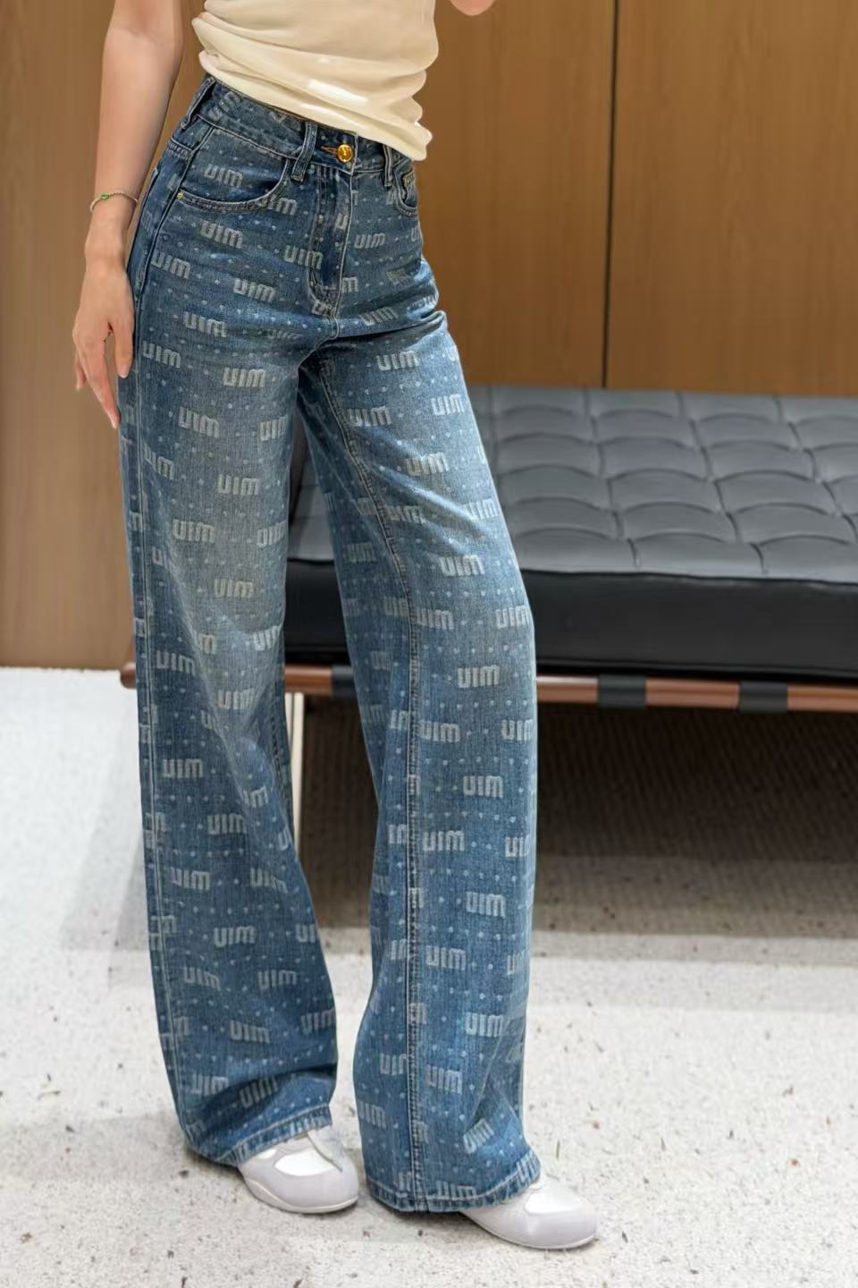 M1UM1U オールレターデニムジーンズ【50％割引+送料無料】