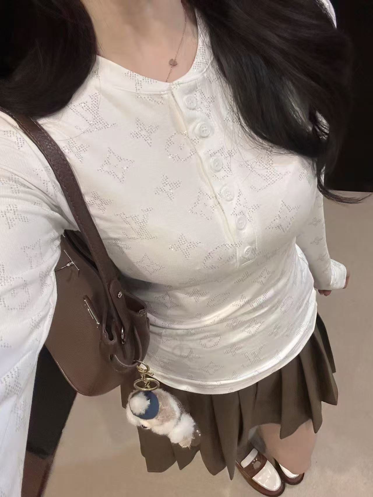 LVプリント ボタンアップTシャツ【50％割引+送料無料】