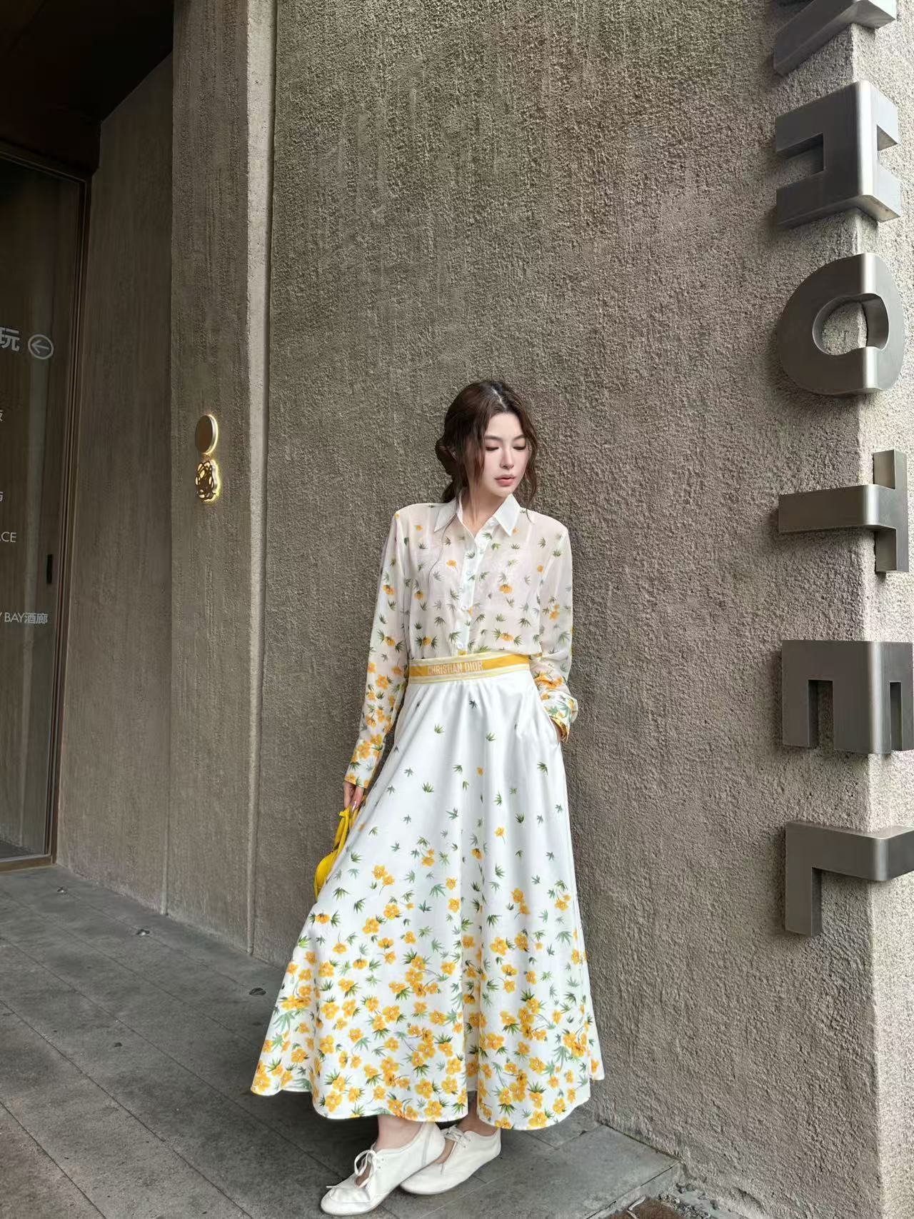 DIOR プリントシャツ＆スカート 2ピースセット【50％割引+送料無料】