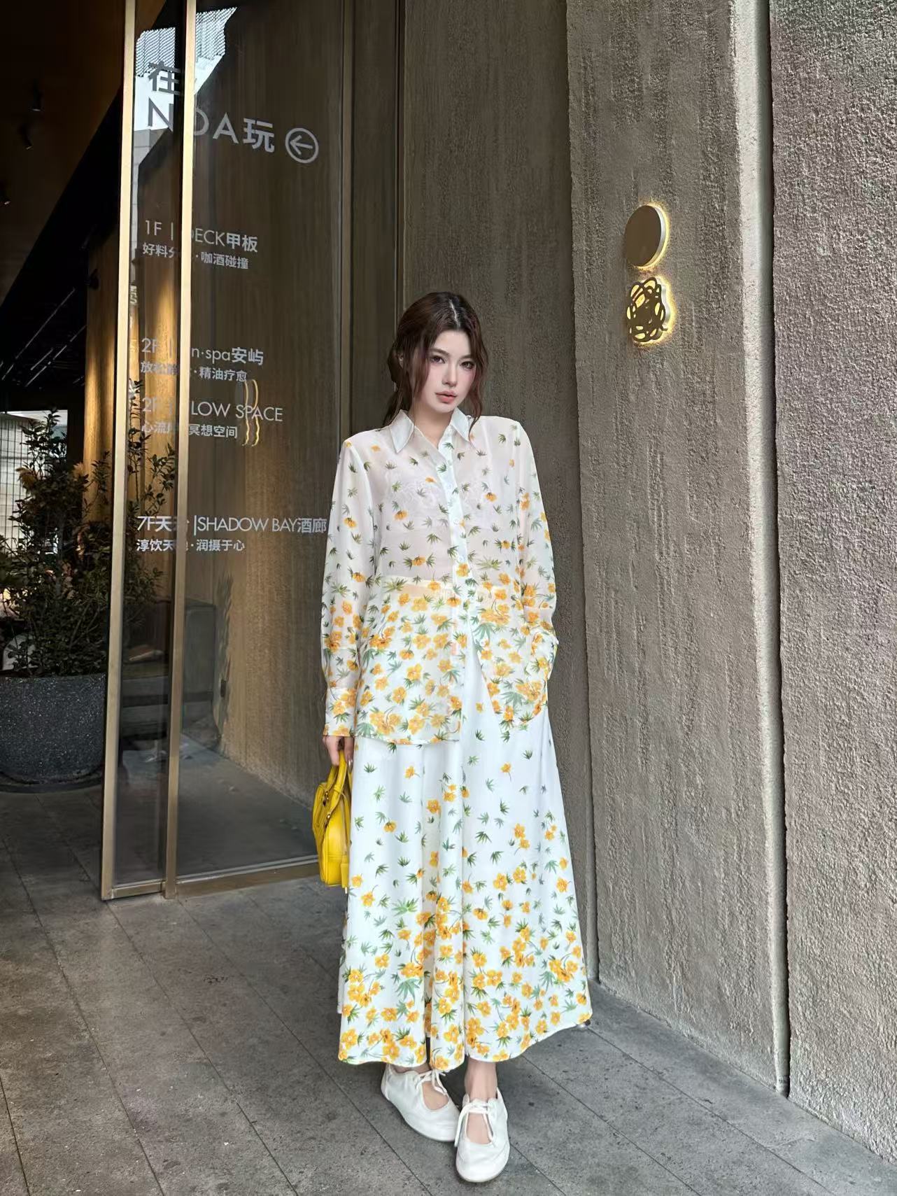 DIOR プリントシャツ＆スカート 2ピースセット【50％割引+送料無料】