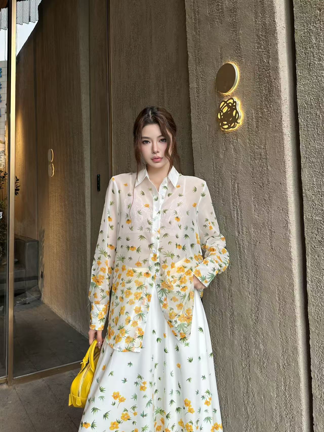 DIOR プリントシャツ＆スカート 2ピースセット【50％割引+送料無料】