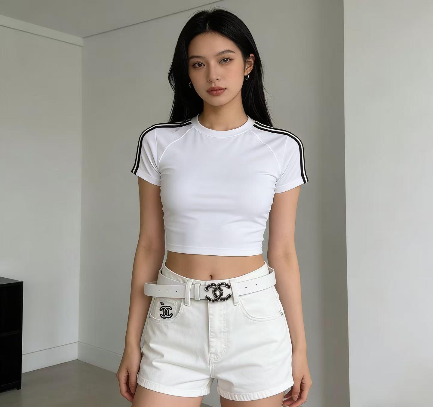 CHANE1 ダブルC デニムショーツ【50％割引+送料無料】