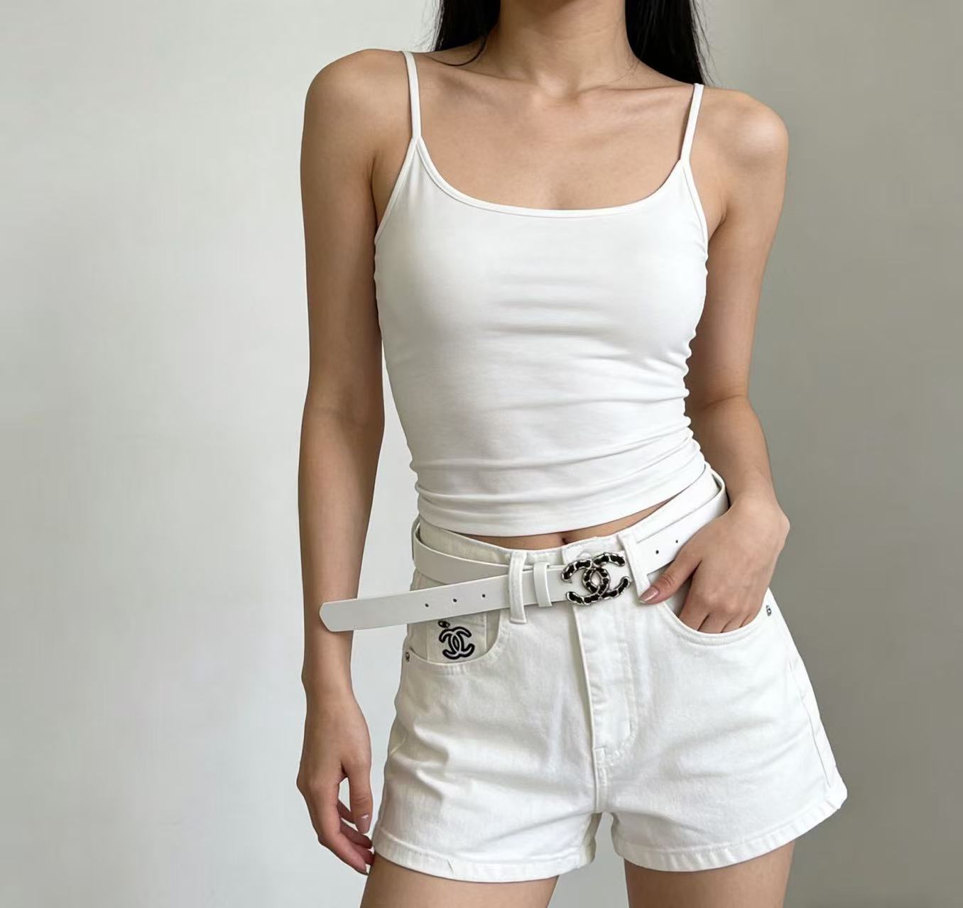 CHANE1 ダブルC デニムショーツ【50％割引+送料無料】